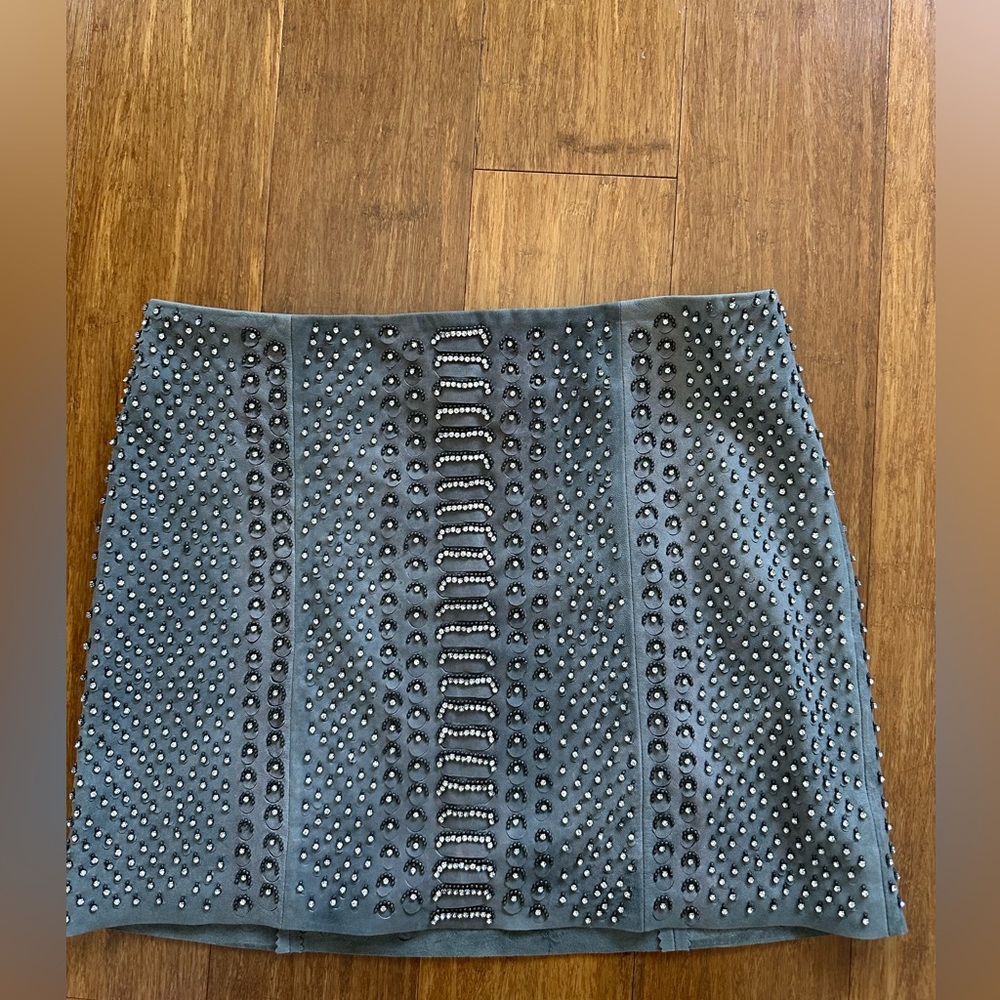 Alice + Olivia Gray Embellished Mini Skirt